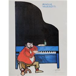 Ferdie Pacheco, Pensive Pavarotti, Lithograph #