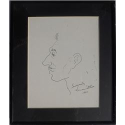 Vincent Price, Self Portrait, Ink Drawing