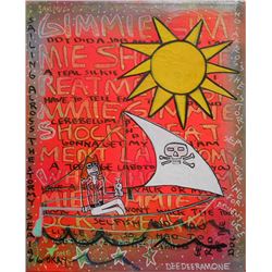Dee Dee Ramone, Sailing Across the Stormy Sea, Ink and Acrylic Painting