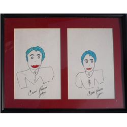 Cesar Romero, Two Jokers from Batman, Two Ink Drawings