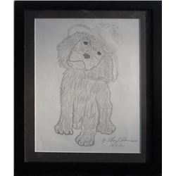 Arthur Shawcross, Puppy in Hat, Pencil Drawing