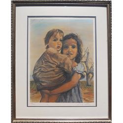 Dinah Shore, Migrant Worker's Children, Franklin Mint Celebrity Art, Offset Lithograph