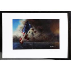 Karelyn Siegler, World Trade Center with Flag, Offset Print