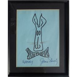 Jimmy Stewart, Harvey, Marker on Blue Paper