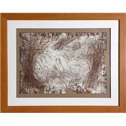 Abstract Landscape in Brown, Pastel Drawing