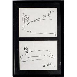 Adam West, Batman Doodles, Two Marker Drawings