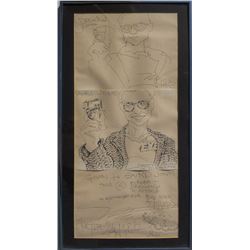 Martin Wong, Baird Jones with Camera Triptych, Three Ink Drawings