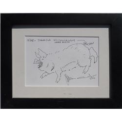 Jamie Wyeth, Pig, Ink Drawing