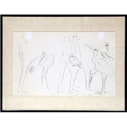 Mary Frank, Birds and Nudes, Lithograph