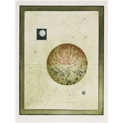 Tighe O'Donoghue, E equals MC Squared from the Celestial Meridian Suite, Aquatint Etching