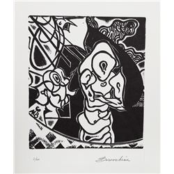 Martin Barooshian, Standing Figure with Arms Crossed, Intaglio Etching