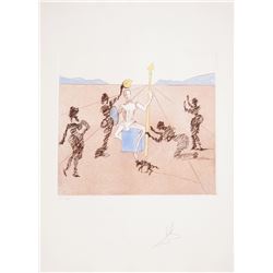 Salvador Dali, The Golden Helmet of Mandrino, Don Quichote de la Mancha, Etching