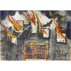 Salvador Dali, Fire! Fire! Fire!, Currier and Ives Suite, Lithograph and Collage