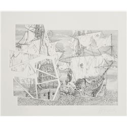 Hans Georg Rauch, The Galleons Suite - Le Batialle, Aquatint Etching