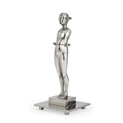 Ernest Tino Trova, Study for Falling Man Radial Hinge Figure, Nickel Plated Bronze Sculpture