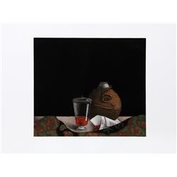 Tomoe Yokoi, Rope Wrapped Vessel, Newspaper and Red Juice, Mezzotint