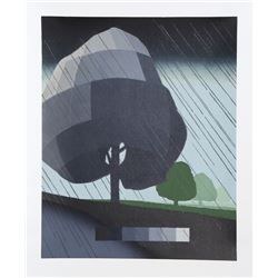 Suzanne Caporael, Rain, Woodcut