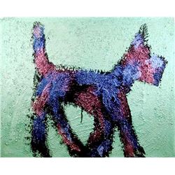 Peter Mayer, Dog Blue and Pink on Seafoam Green 3, Acrylic Painting