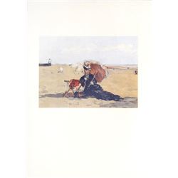 Eugene Boudin, Woman with Parasol on Beach, Lithograph