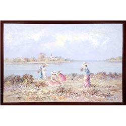Marie Charlot, Girls at the Beach, Oil Painting