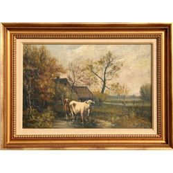 John Parker Davis, Pastoral Landscape II, Oil Painting