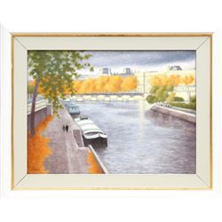 Laurent Marcel Salinas, Paris: Le Pont des Arts en Automne 879, Oil Painting