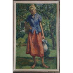 William J. Schultz, Outdoor Figure Study, Oil Painting