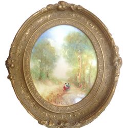 Stefanos Sideris, Forest Landscape with Two Women, Oil Painting