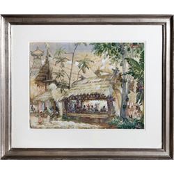 M. Wenzel, Bali, Watercolor Painting