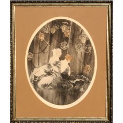 Louis Icart, Les Masques, Color Etching