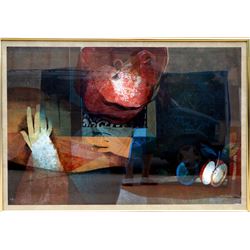 Sunol Alvar, Figure with Gloves and Apple, Lithograph