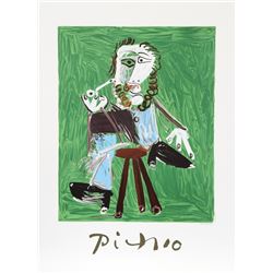 Pablo Picasso, Homme a la Pipe Assise sur un Tabouret, Lithograph