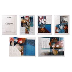 Sunol Alvar, Interieurs Suite Bleue, Portfolio of 5 Lithographs with Embossing