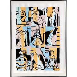 Elliot Bassman, Nine Female Figure Studies, Watercolor Painting