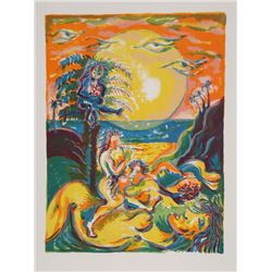 Meyer Lazar, Love on the Beach, Lithograph