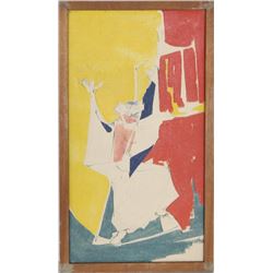 John F. Leonard, Figure with Hands Raised - 17, Oil Painting