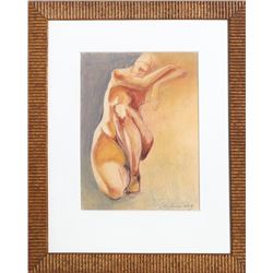 Luda Morar, Figure Study, Pastel Drawing