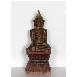 Thai, Buddha, Hand-Carved and Painted Wood Sculpture