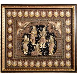 Thai, Five Goddesses, Batik Embroidered Tapestry with Sequins and Crystals