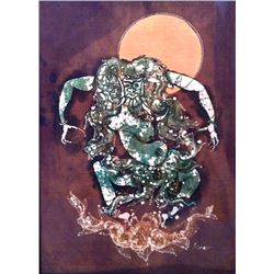 Balinese Spirit Figure, Acrylic Painting on Silk