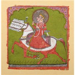 Indian, Man on Horse 11, Gouache on Paper
