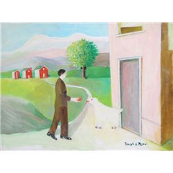 Joseph G. Perri, Dog Welcoming it's Owner, Oil Painting