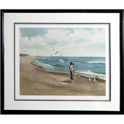 Adolf Sehring, Boy on Beach, Lithograph