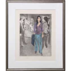 Raphael Soyer, Passing By, Lithograph