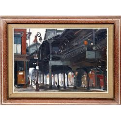 Tore Asplund, Elevated Train, Oil Painting