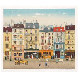 Michel Delacroix, Paris Street Scene, Lithograph