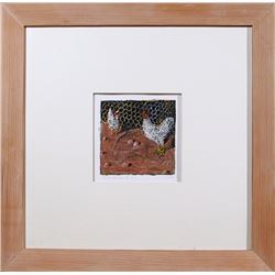 John Borden Evans, Roosters, Oil Painting