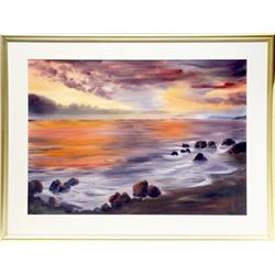 Mariano Ortuzar, Sunset on Beach, Lithograph