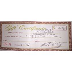 Godai Sushi Gift Certificate - Live Bidding Only