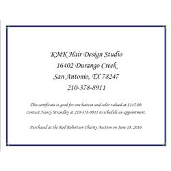Salon Gift Certificate - Live Bidding Only